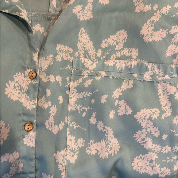 Free People Intimately kimono pajama top oversized XS S M greenish blue - Picture 7 of 9